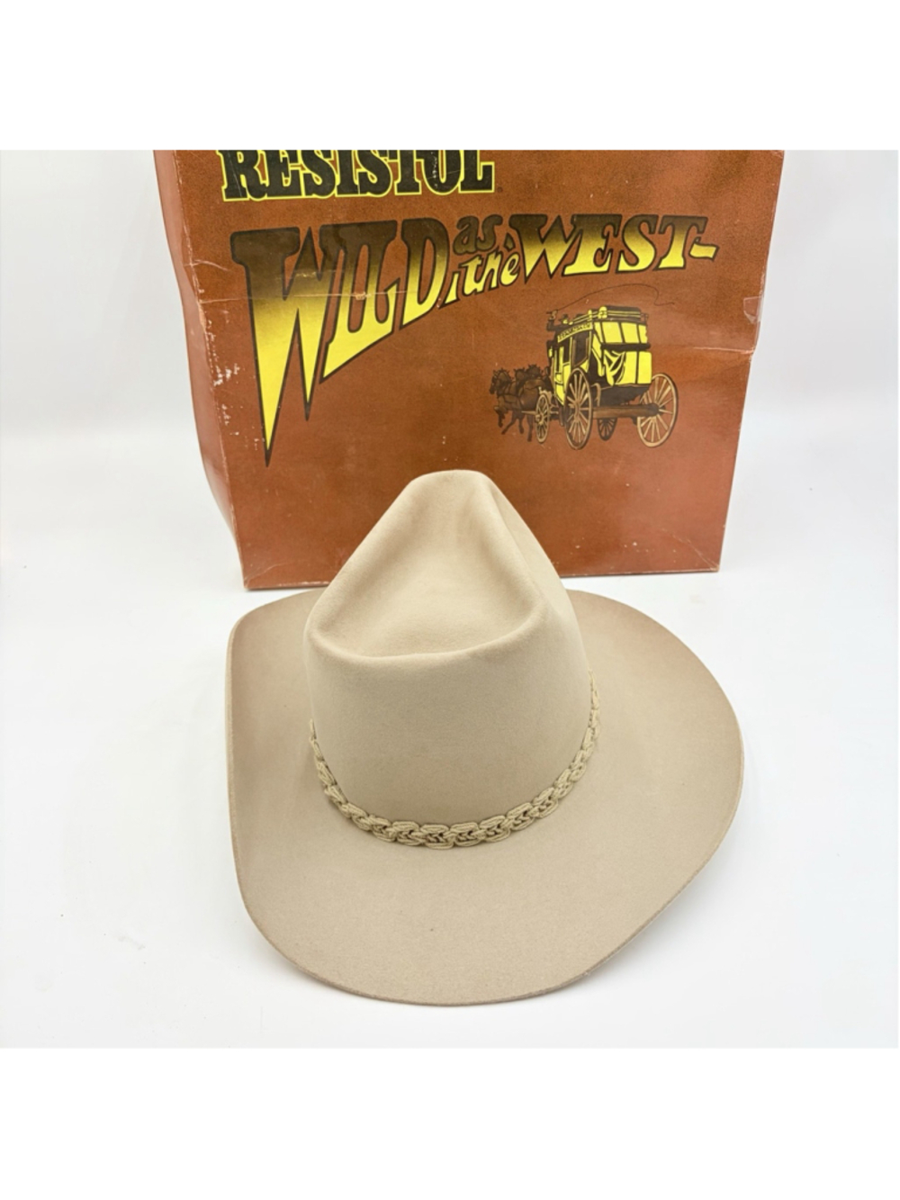 Resistol Stagecoach Cowboy Hat Wild as the West Felt Size 7 Beige w Box